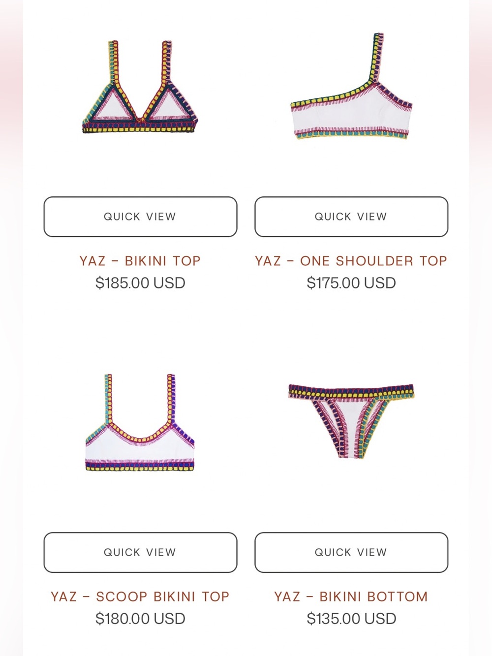 KIINI Crochet Trim White Bikini with Pink, Yellow, Teal & Purple Accents (Small) - Picture 6 of 6